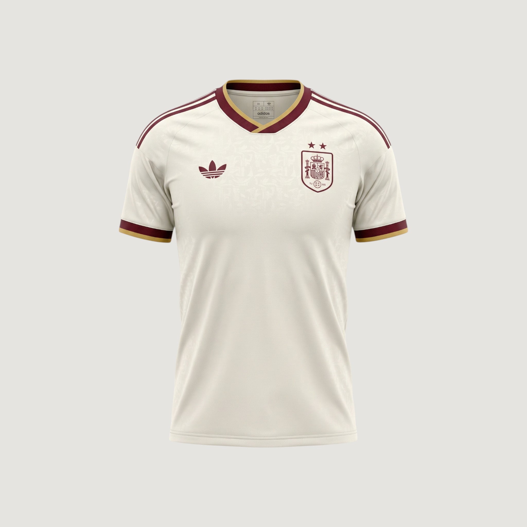 Espagne – Maillot Extérieur Coupe Du Monde 2 étoiles (CDM) 2026 – Blanc, Bordeaux