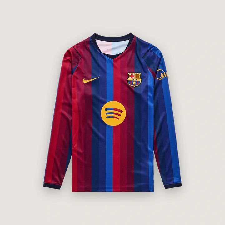 FC Barcelone – Maillot Domicile Manches Longues 2026/27 – Bleu, Grenat & Or