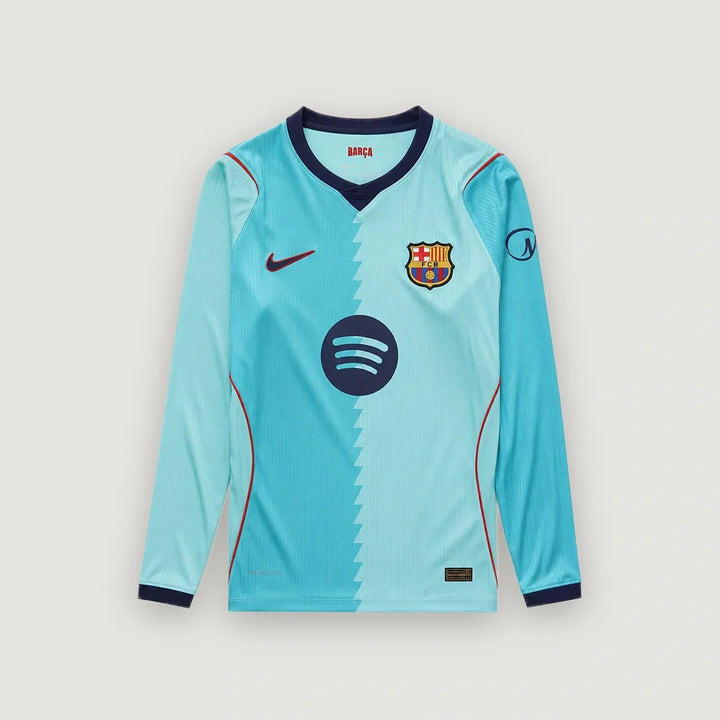 FC Barcelone – Maillot Third Manches Longues 2026/27 – Turquoise & Bleu Marine