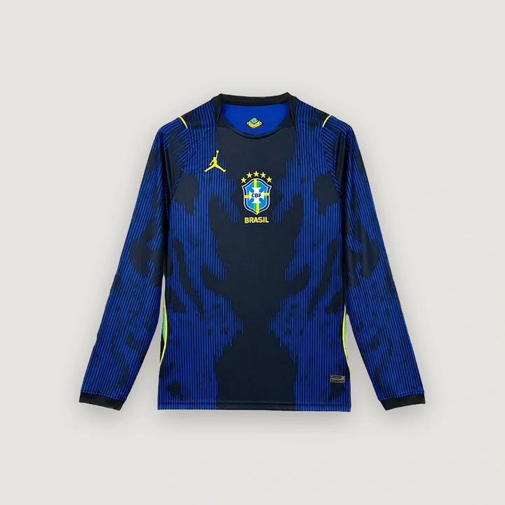 Brésil – Maillot Extérieur Manches Longues Coupe du Monde 2026 – Noir, Bleu, Jaune