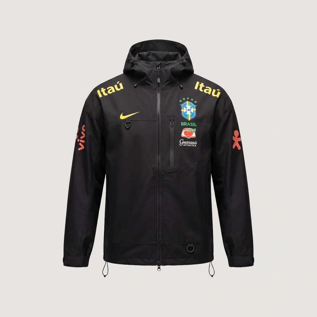 Brésil – Veste Coupe-Vent à Capuche – Noir & Jaune