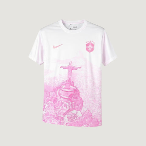 Brésil – Maillot Pré-Match 25/26 – Blanc & Rose