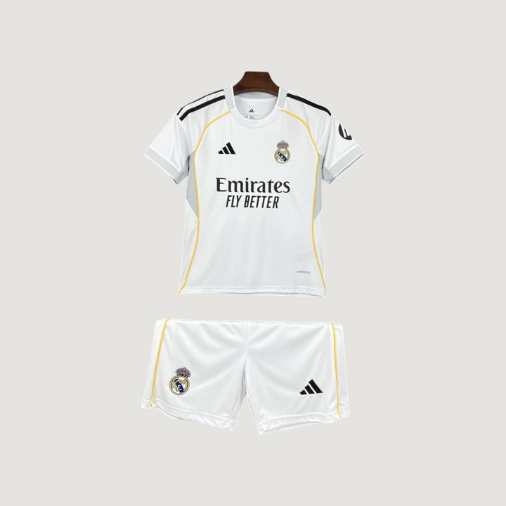 Real Madrid – Ensemble Domicile 25/26 Enfant – Blanc & Jaune