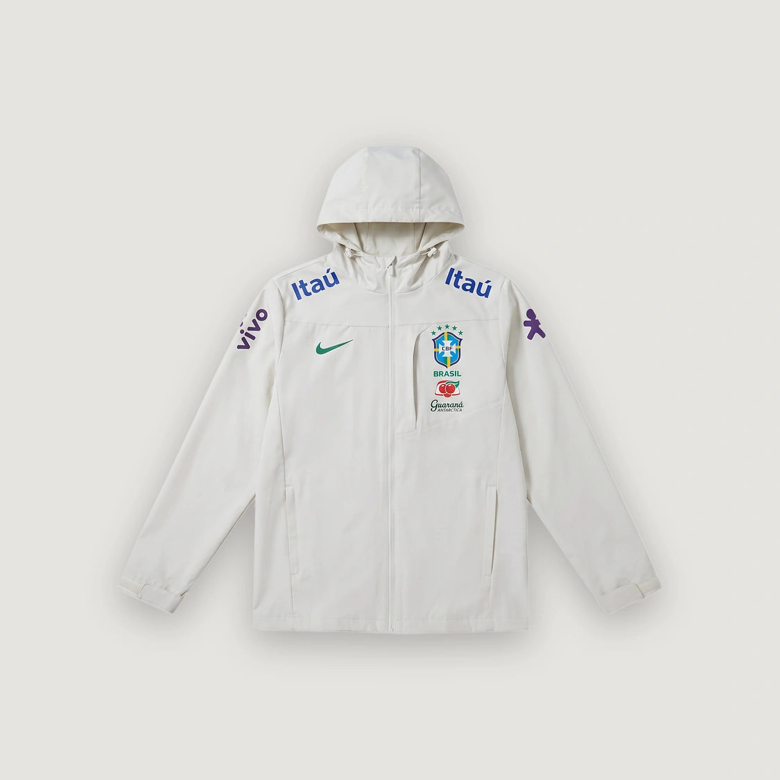 Brésil – Veste Coupe-Vent à Capuche – Blanc Cassé