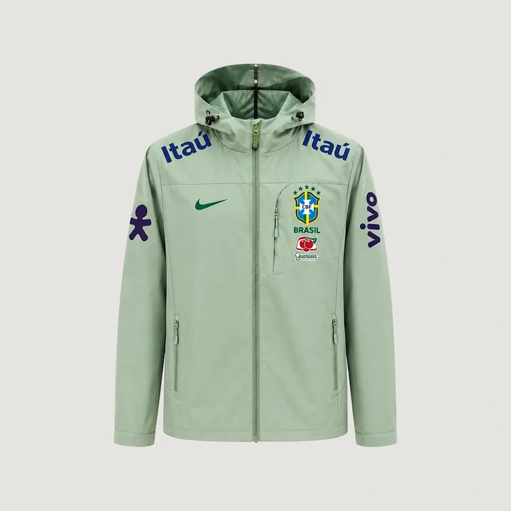 Brésil – Veste Coupe-Vent à Capuche – Vert Sauge