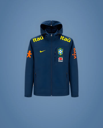 Brésil – Veste Coupe-Vent à Capuche – Bleu Marine