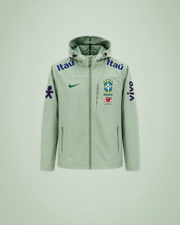 Brésil – Veste Coupe-Vent à Capuche – Vert Sauge